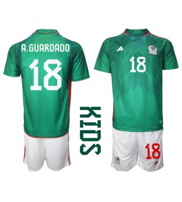 Meksyk Andres Guardado #18 Koszulka Podstawowych Dziecięca MŚ 2022 Krótki Rękaw (+ Krótkie spodenki)